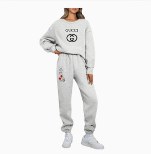 Grey cherry sweatsuit